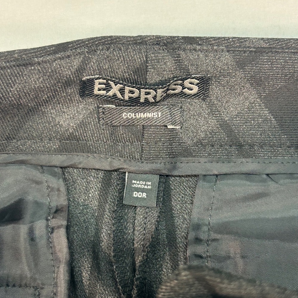 Express Columnist Dress Pants Womens 0 Grey Black Plaid Stretch Trousers RN55285 - Picture 3 of 7